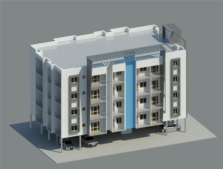 四层公寓模型