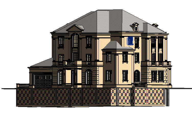 BIM模型-revit模型-法式别墅单幢正面附材质