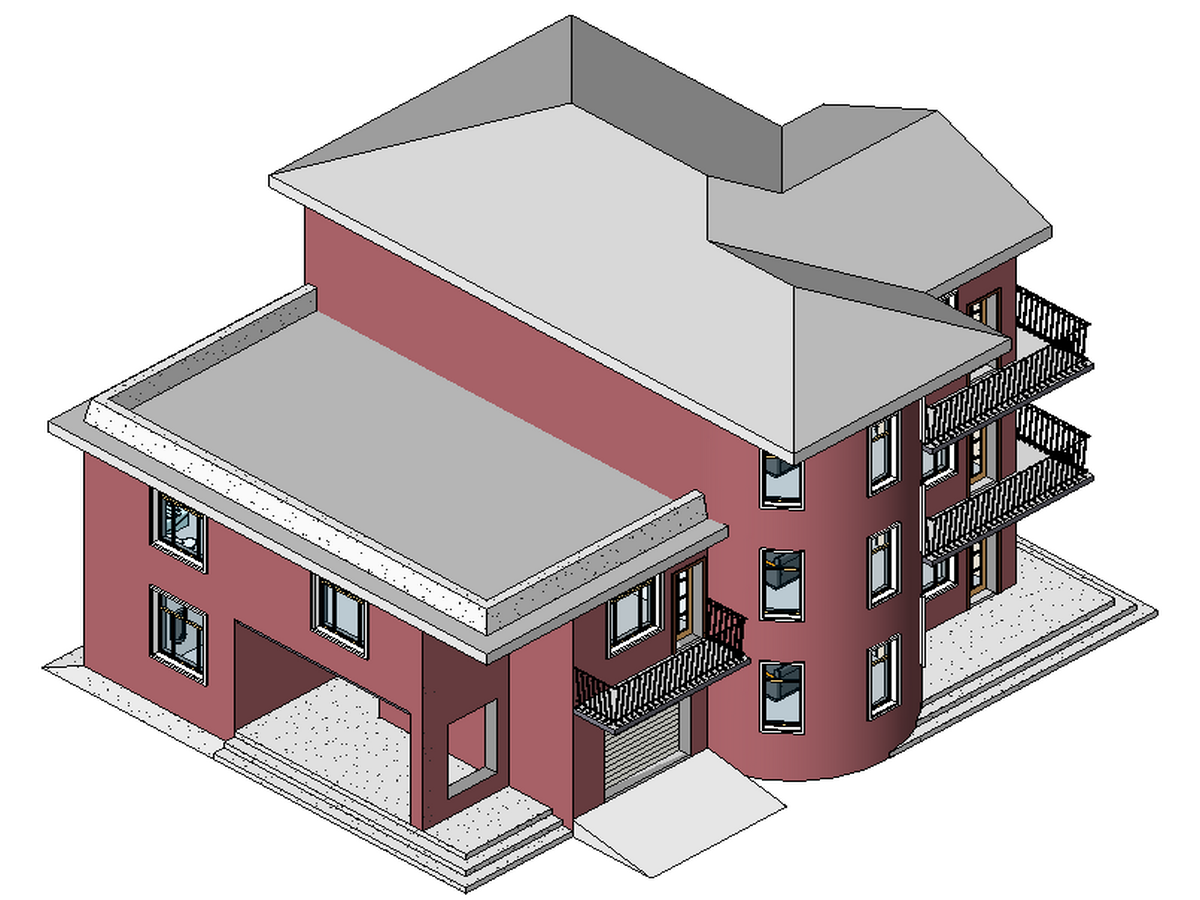 BIM模型-revit模型-三层小别墅模型